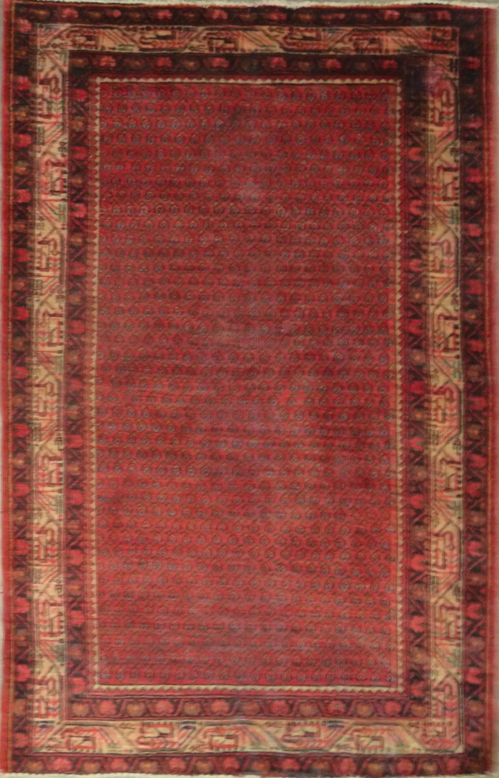One Of The Kind Hand-Knotted Persian Wool Rug _ Luxurious Vintage Design, 6'6" x 4'3", Artisan Crafted